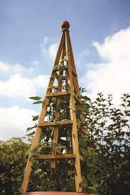 large wooden garden obelisk by garden