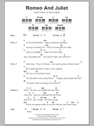 It first appeared on the 1980 album. Romeo And Juliet Sheet Music Dire Straits Piano Chords Lyrics