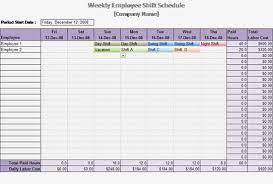 work schedule template weekly