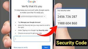 security code of google account
