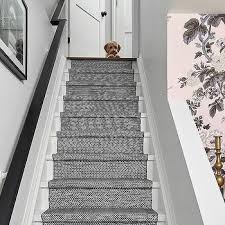 white striped staircase runner