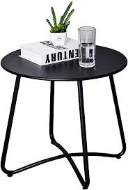 Caifang Patio Side Table Outdoor Metal
