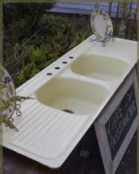 Looking for a vintage style farmhouse sink? 1961 Yellow Dual Drainboard Amp 2 Basin Vintage Antique Farmhouse Farm Sink 1912251909