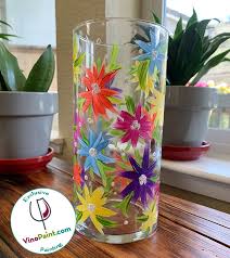 Spring Fls Glass Vase Painting