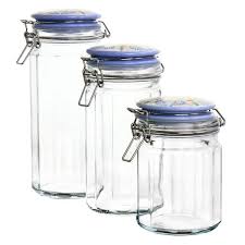 Glass Canister Set With Decorated Lids