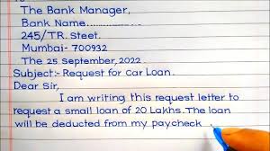car loan request letter to bank manager