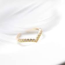 Goud Vermeil sprankelende wishbone slanke ring-verstelbaar-licht goude