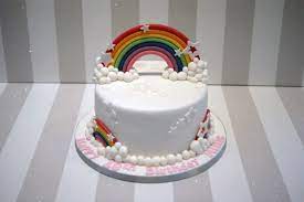 Rainbow Themed 1st Birthday Cake Bakealous gambar png