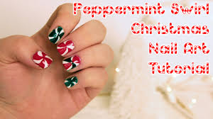 easy christmas nail art peppermint