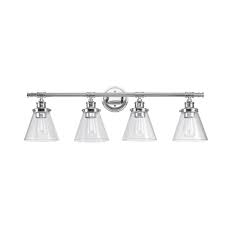 Globe Electric Parker 4 Light Chrome Vanity Light With Clear Glass Shades