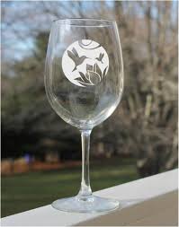 Etched Wine Glasses Hummingbird Wine