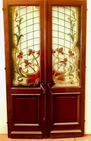 Pair Of Art Deco Painted Glass Doors