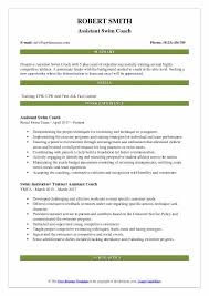 Hopefully you have been emailing college coaches and are getting ready for them to start calling. Assistant Swim Coach Resume Samples Qwikresume