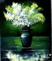 Chamomile Flowers In Green Vase