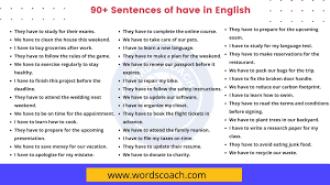 90 sentences of have in english word