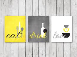 Kitchen Wall Art Print Set Eat Drink