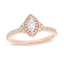 1 2 Ct T W Marquise Diamond Frame Vintage Style Engagement Ring In 14k Rose Gold Size 7
