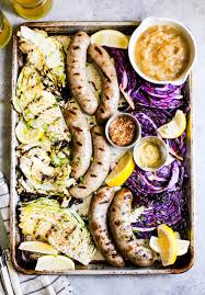beer bratwursts with onions and grilled