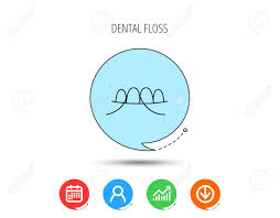 Dental Floss Icon Teeth Cleaning Sign Oral Hygiene Symbol
