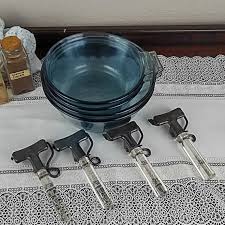 Vintage Blue Pyrex Flameware Pots Set