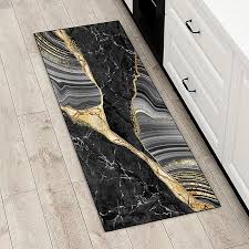 kitchen rug luxury black gold marble