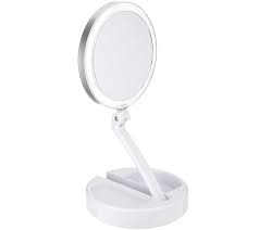 Floxite 7504 12l 12x Led Lighted Folding Vanity And Travel Mirror White Frosted White