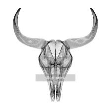 Wall Decal Bull Skull 3d Style Vector
