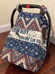 Baby Car Seat Tent Navy Cowboy Car Seat