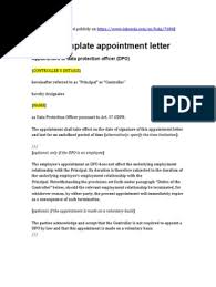 Sample letter for meeting invitation: Dpo Template Appointment Letter Public Sphere Government