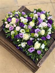 Available in three sizes add names (see more details) national courier service available tel: Loose Purple White Heart Funeral Flowers Vanilla Blue Flowers