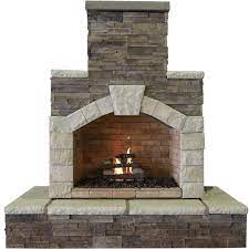 Cal Flame 78 In Stone Veneer And Tile Propane Gas Outdoor Fireplace