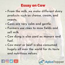 Essay on Cow | Cow Essay for Students and Children in English - A Plus  Topper