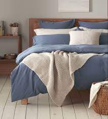 relaxed denim slate blue bed linen