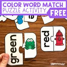 free printable color word match puzzles