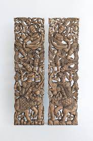 Wood Carved Angels Thai Figurines Pair