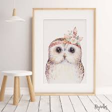 Watercolour Owl Nursery Wall Art Print