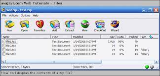 display the contents of a zip file