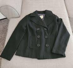 Old Navy Black Double Ted Pea Coat