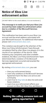 notice of xbox live enforcement action