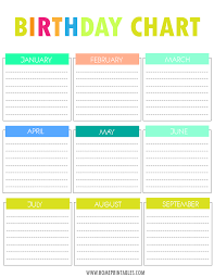 Free Printable Birthday Chart Birthday Charts Classroom