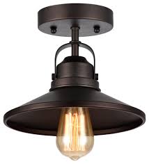 Ironclad 1 Light Rubbed Bronze Semi Flush Ceiling Fixture 9 Shade Industrial Flush Mount Ceiling Lighting By Chloe Lighting Inc