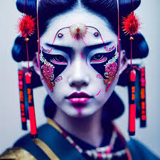 geisha woman portrait anese 3d
