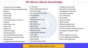 50 idioms about knowledge word coach