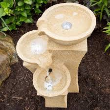 Pure Garden Outdoor Water Fountain With Led Lights And Cascading Bowls