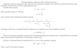 Solved Solving Quadratic Equations With