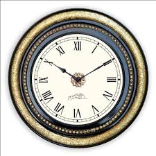 Round Wooden Half Metal Wall Clock For