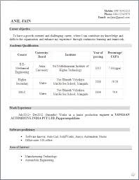 Resume Format For Bba Freshers   Example Good Resume Template Than       CV Formats For Free Download
