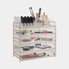 acrylic makeup organiser with chagne