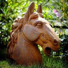 Cast Iron Elegant Horse Statue Round