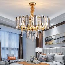 Luxury Crystal Chandelier Lighting For Living Room Round Dining Room Light Fixtures Clear Smoke Gray Crystals Hanging Lamp Chandeliers Aliexpress